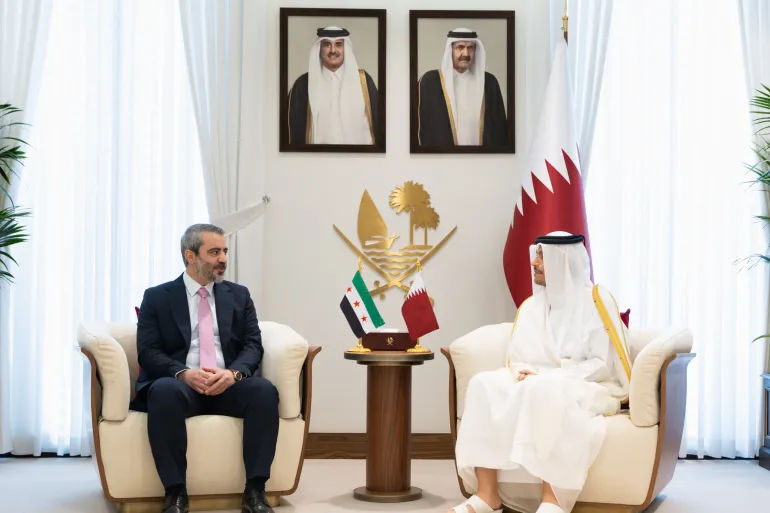 وزير خارجية قطر يبحث مع الشيباني التطورات في سوريا